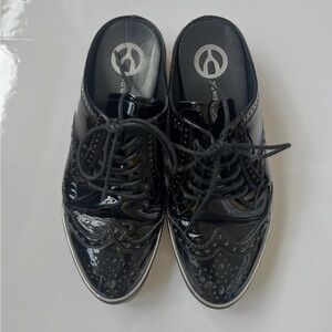 Patent Leather Lace-Up WishBone Collection in Black